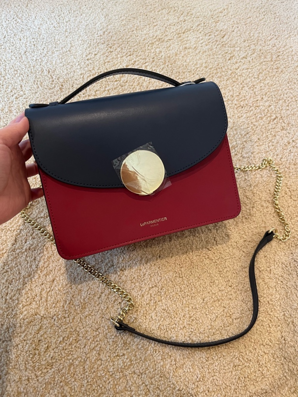 Two-Tone Navy and Red Crossbody Bag